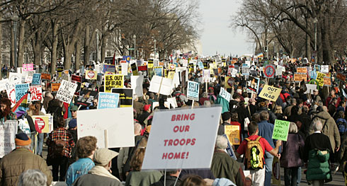 Tens of Thousands March in DC Against War