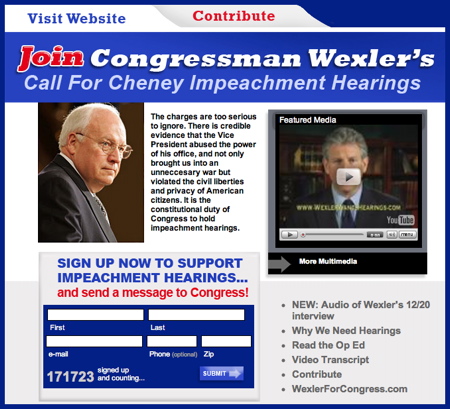 Wexler Petition to Impeach Cheney at 171,000+