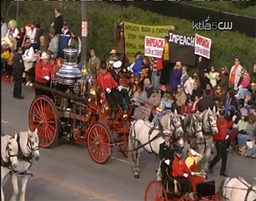 Protest for Impeachment & Peace part of Rose Bowl Parade