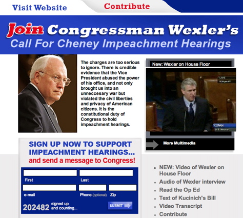 Wexler’s Impeach Cheney Petition tops 200,000