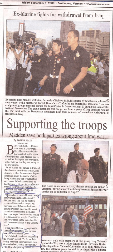 Dems received anti-war message from Vets, GOP refused